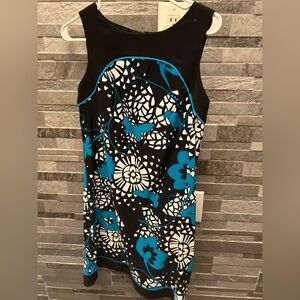 Dress Barn Floral Black and Blue Women's Dress